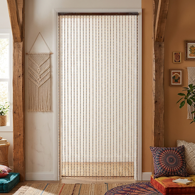 Wooden Beaded Door Curtains Brown and Natural